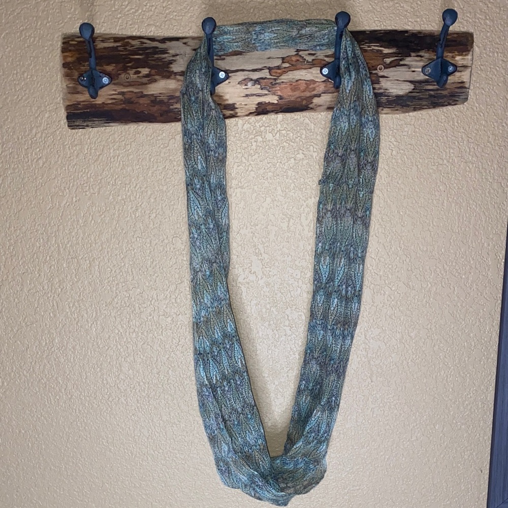 Knit Infinity Scarf in Green and Blue
